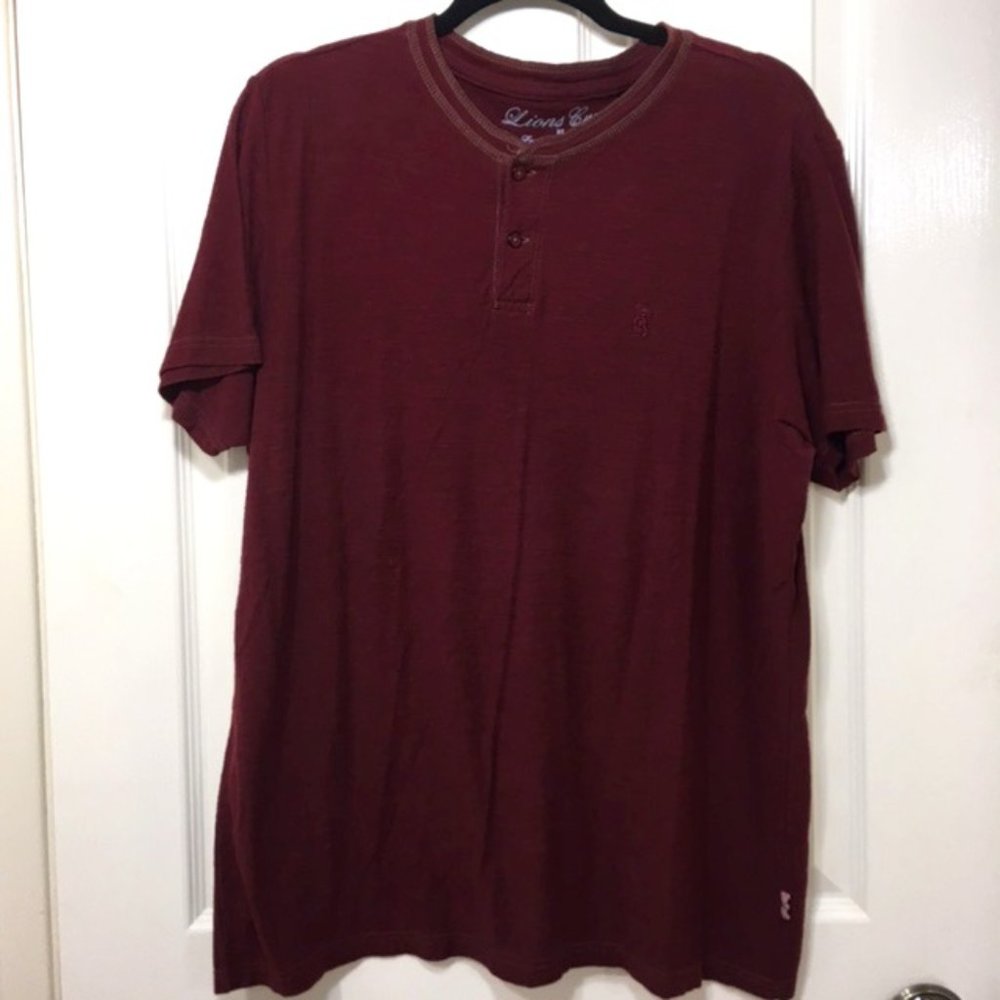 NWOT, English Laundry, Men, Y-Neck style Tee shirt, short sleeve, Maroon Red, L